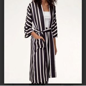 Aritzia Wilfred Navy/White Stripes Long Kimono Style Jacket Size XXS